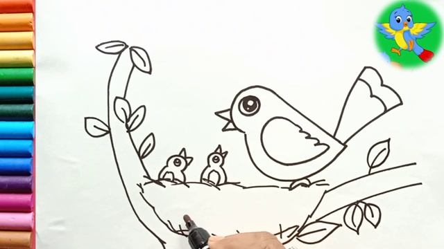 how to draw a bird sitting in its nest смотреть онлайн