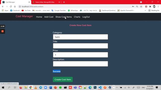 Cost Manager - node.js && express, JWT, react.js, mongoDB