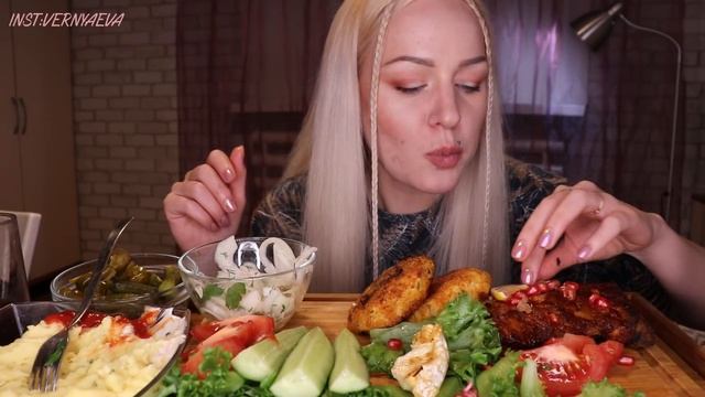 MUKBANG | Ребрышки, жареный сыр, котлетки, закуски | Ribs, cheese, cutlets, snacks не ASMR