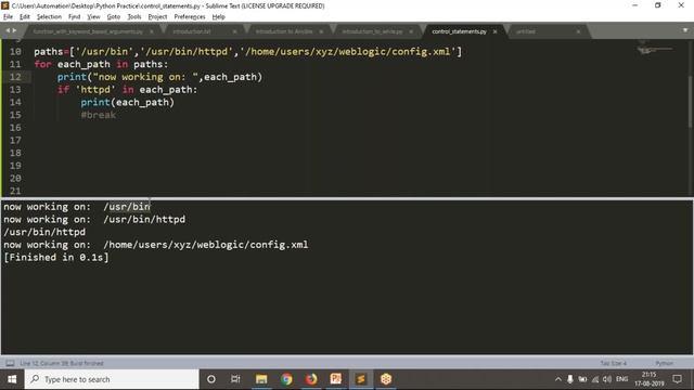 54.Complete Python Basics for Automation - Loop Control statements   break, continue and pass