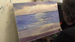 Море и чайки мастихином, живопись маслом, Сахаров