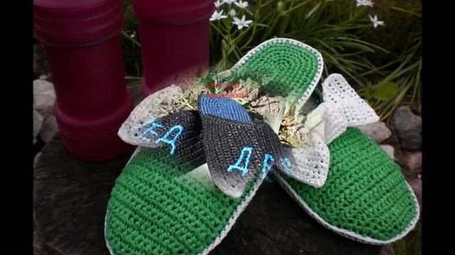 Красивые вязаные шлепки и шлепанцы из пакетов. Тапки вязанные крючком из пакетов смотреть онлайн