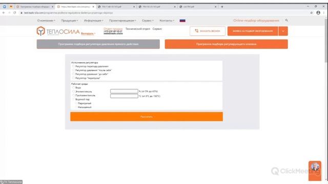 Основы работы в онлайн-программе подбора регулирующей арматуры ГК" Теплосила" смотреть онлайн