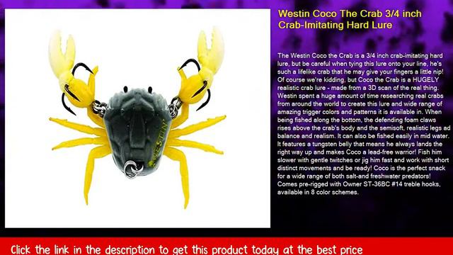 Westin Coco The Crab 3/4 inch Crab-Imitating Hard Lure смотреть онлайн
