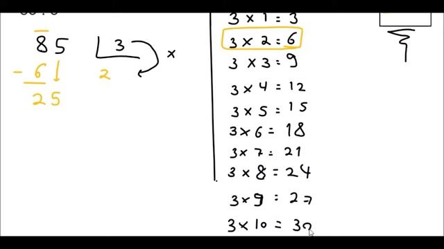 DIVISÃO: 85 dividido por 3 = ? смотреть онлайн