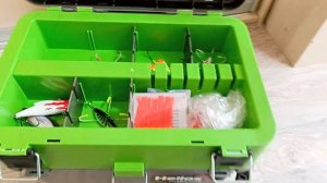 Ящик для зимней и летней рыбалки, рыболовный зимний, для хранения двухсекционный серый/салатовый