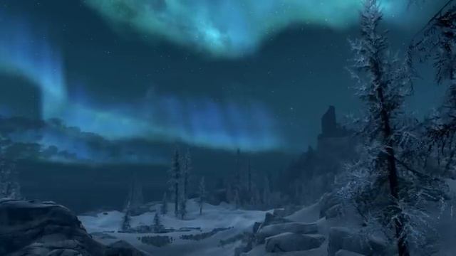 Midnight Under the Northern Lights- Peaceful Night Skyrim Music (Спокойная ночная музыка Скайрима)