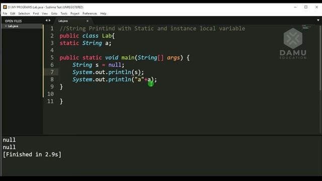 Null Literals In #CoreJava | String null Literals Programs | Core Java Programs with Output | #Java