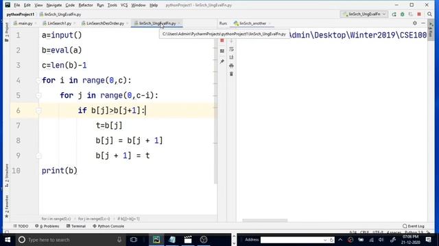 Tutorial 15 : Python | Bubble Sort| Descending Order| eval() function in Python