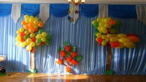 Идеи оформления зала в детском саду  на осенний праздник.