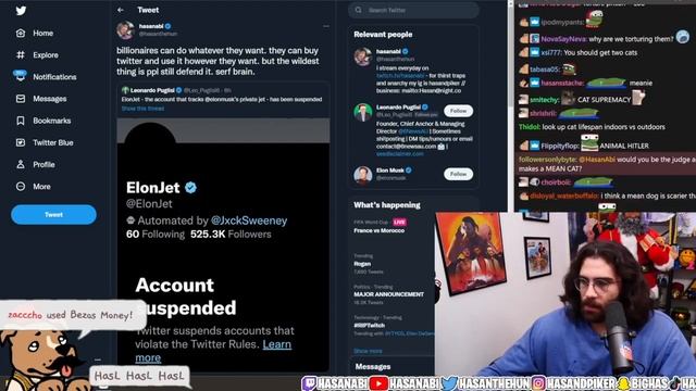 Elon Musk BANS Account tracking Jet after he says he wouldn’t | HasanAbi reacts смотреть онлайн