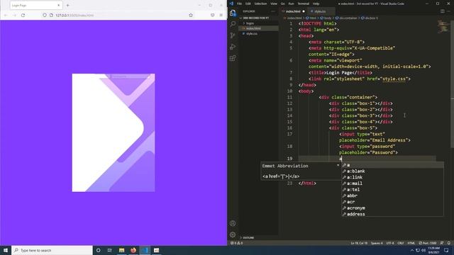 HTML and CSS Simple Login page | Gradient Login Page | Visual studio Code
