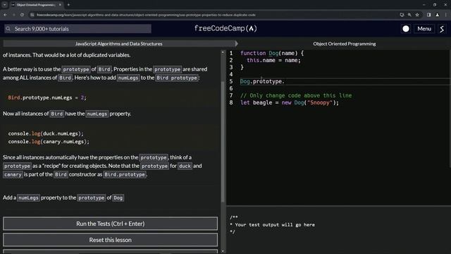 Use Prototype Properties to Reduce Duplicate Code | freeCodeCamp | Object Oriented Programming