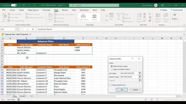 MS Excel Advanced Filter and Unique Values/ Apply Advanced Filter and Find Out Unique Values
