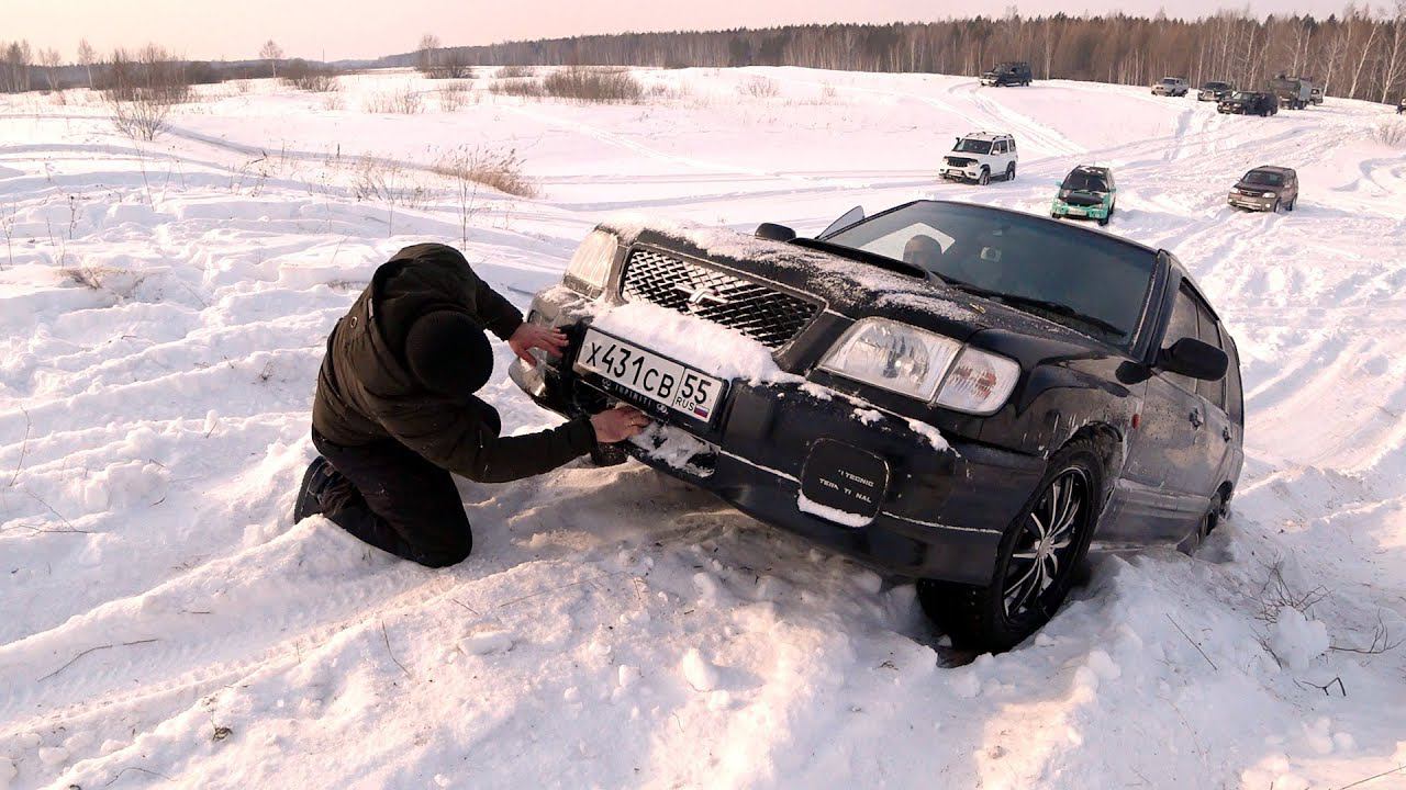 Что может сток Forester SF5 на тяжелом офроуде, снег 50 см смотреть онлайн