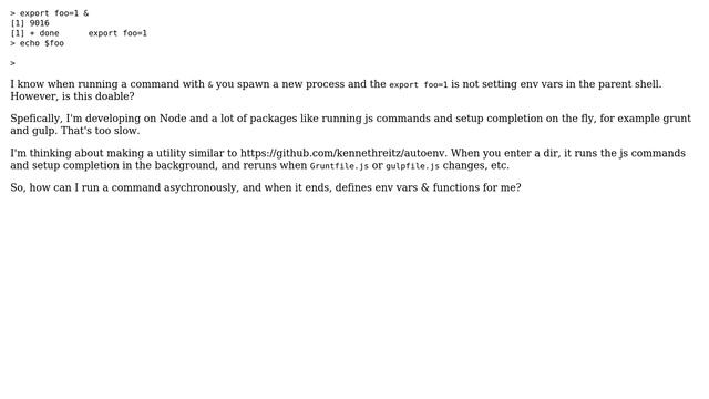 Unix & Linux: Run a command in background that sets env var or define function смотреть онлайн