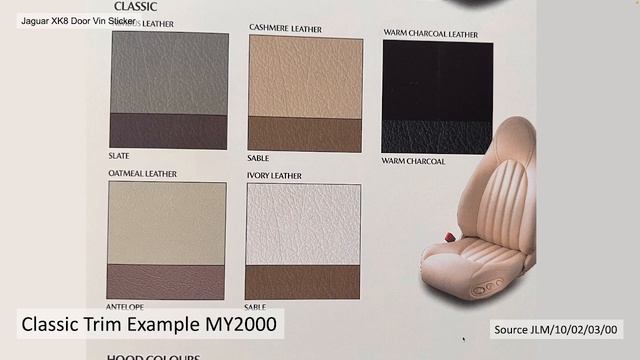 Jaguar XK8 Door VIN sticker, explaining codes. manufactured date paint trim weights type XKR / X100 смотреть онлайн