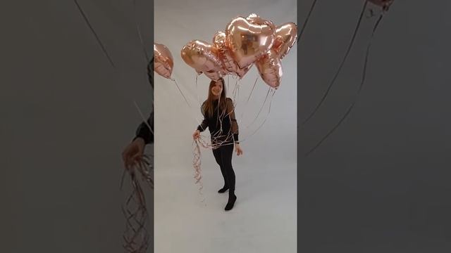 Дюжина фольгированных шаров (18''/46 см) Сердце, Розовое Золото, 12 шт. смотреть онлайн