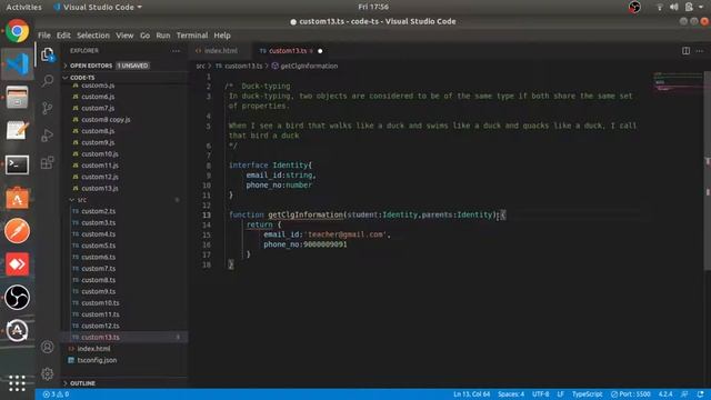 Duck Typing | #13 | TypeScript tutorial in Hindi