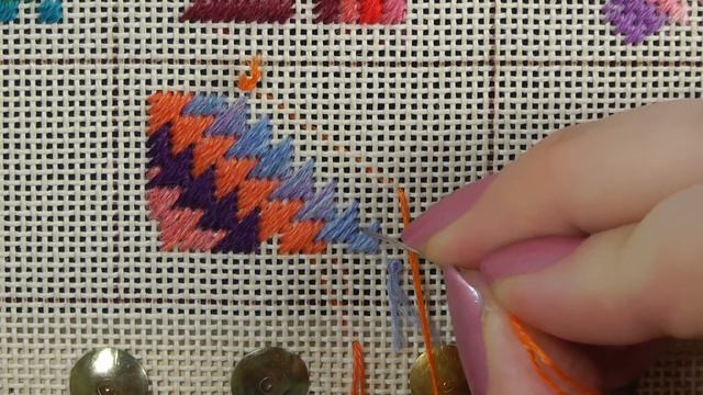Milanese stitch in needlepoint / canvaswork embroidery | Needlepoint stitches tutorial
