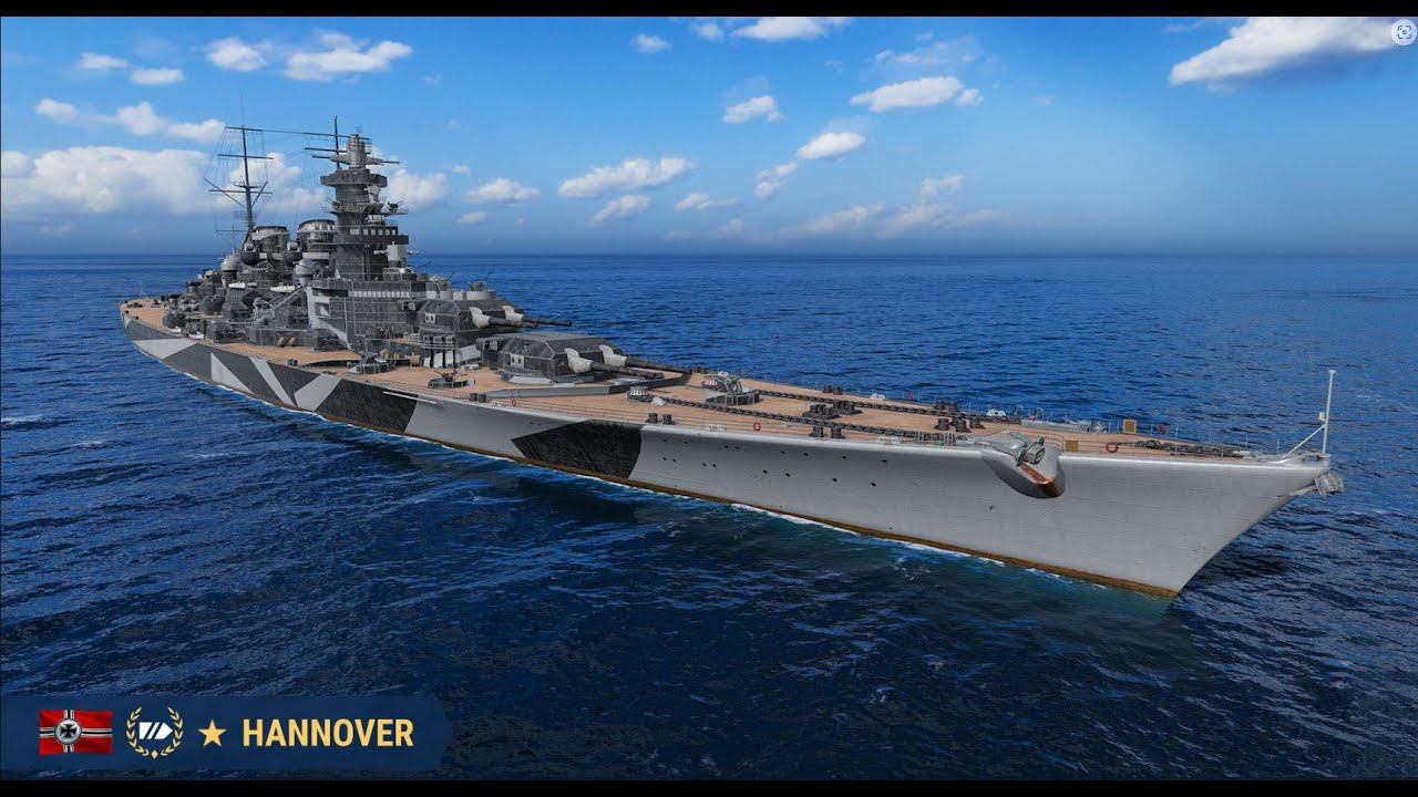 Линкор HANNOVER 324К Урона! Супер Мир кораблей World of Warships смотреть онлайн