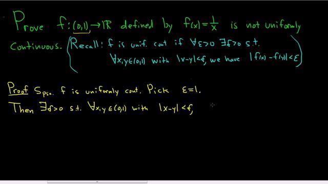 Proof that f(x) = 1/x is not Uniformly Continuous on (0,1) смотреть онлайн
