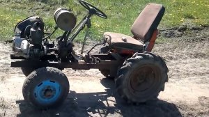 самодельный трактор, мотор от ижа+инвалидка