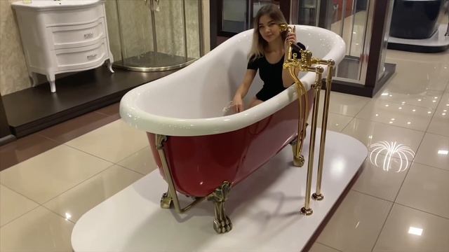 Отдельностоящая ретро ванна на  львиных ножках. Ванна Belbagno BB04-Ros