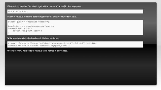 How do I retrieve table names in Cassandra using Java? смотреть онлайн