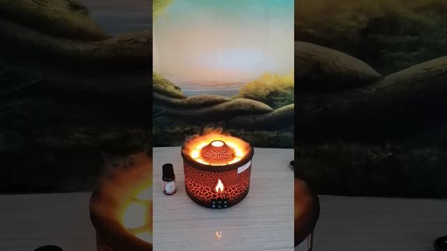 Classic Black Volcano Ultrasonic Oil Diffuser 2 Mist Modes Flame & Volcano, 2 Light mode Humidifier