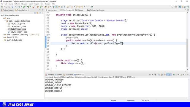 WindowEvent | JavaFX GUI Tutorial for Beginners