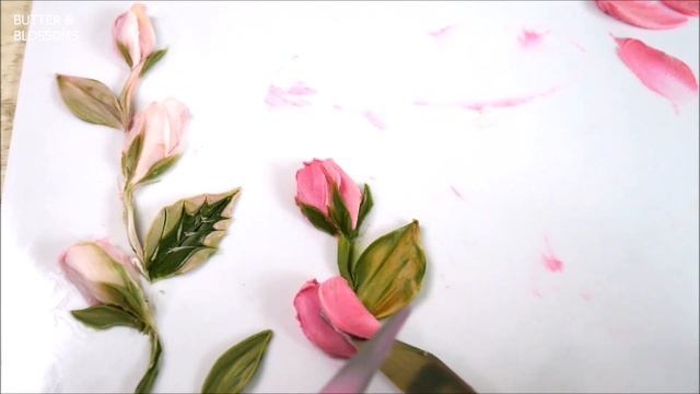 Palette knife "Baby roses", Buttercream flowers painting on cake, Tutorial | Butter & Blossoms смотреть онлайн