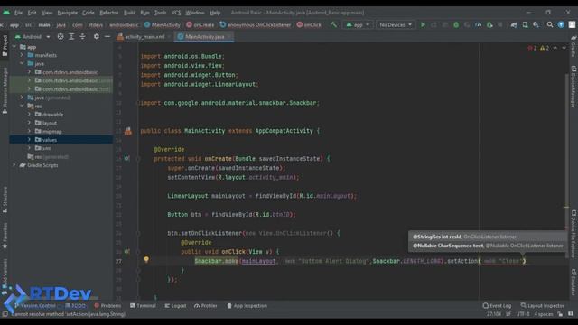 Android SnackBar ( Bottom ) Alert Dialog - Android Studio Tutorial смотреть онлайн