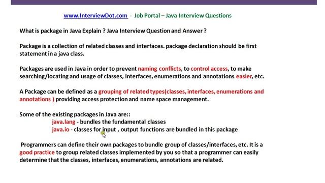 Java Interview Question and Answer What is Java Package Explain смотреть онлайн