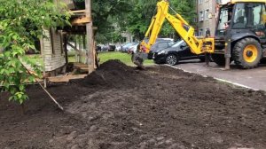 Благоустраиваем и косим территорию больницы Liugong 777A-S, JCB 205