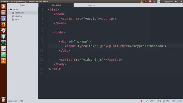 VueJs 2 Tutorial for beginners in HINDI | ENGLISH(#9) Key Modifiers -enter, alt, ctrl, delete, spac