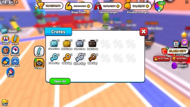 БЕЗЛИМИТНЫЕ АЛМАЗНЫЕ СУНДУКИ И АЛМАЗНЫЕ КЛЮЧИ В ARM WRESTLE SIMULATOR ROBLOX смотреть онлайн