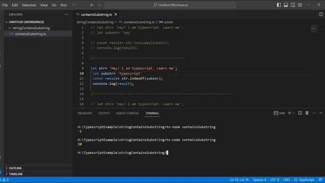 Program to Check if a string contains a substring in TypeScript |TypeScript Tutorials for Beginners