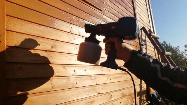 КРЭ-2, покраска бытовки краской - пропиткой краскопультом