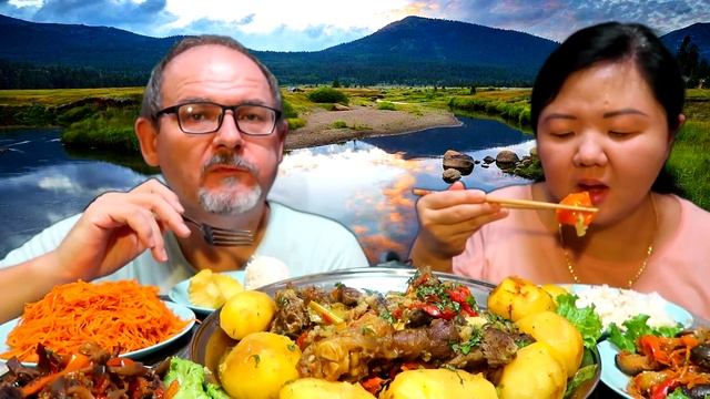 МУКБАНГ Хашлама и много корейских салатов!/ Каких блогеров мы смотрим?/ MUKBANG Korean ?? salads!