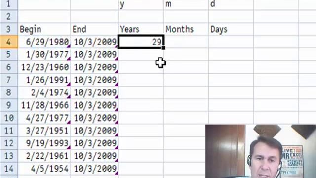 Excel - Calculate Years, Months, & Days Between Dates with Secret DATEDIF Function - Episode 1113