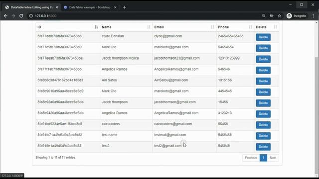 DataTable Inline Editing using Python Flask MongoDB CRUD with jquery ajax and X-Editable смотреть онлайн