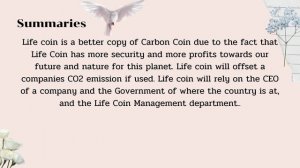 Life coin - A better Carbon Coin