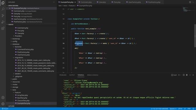 class factory in phpUnit and laravel testing