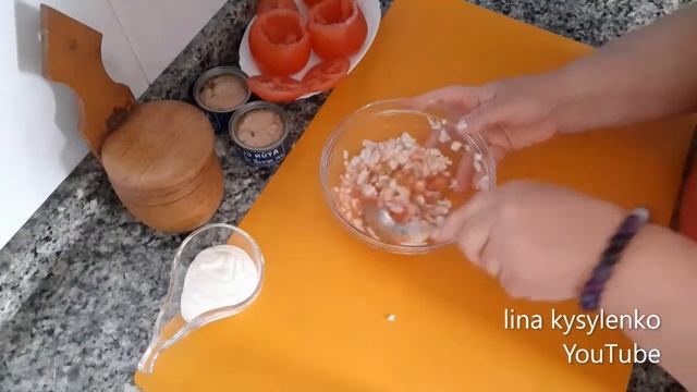 Фаршированные помидоры! Вкусная быстрая закуска! Помидоры с тунцом! Простой быстрый рецепт!
