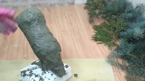 DIY. Сова и пень из цемента и пластиковой бутылки.