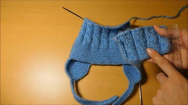 Двойная детская шапка с ушками спицами. Мастер-класс.