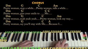 Pretty Woman (Roy Orbison) Piano Lesson Chord Chart