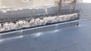 Латочный ремонт кровли евро-рубероидом.