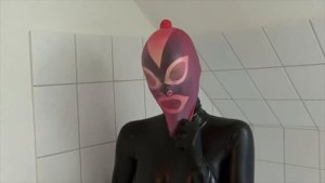 Breathplay Games With Latex Mask On Face